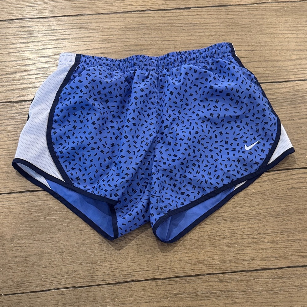Nike Athletic Shorts in Blue and Black Logo Pattern